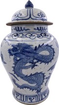 Temple Jar Vase Dragon Small White Blue Porcelain - £262.65 GBP