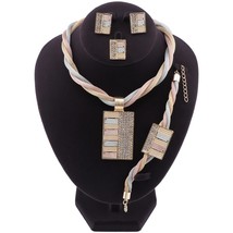 African Jewelry Charm Necklace Earrings Dubai Gold Color Jewelry Sets for Women  - £25.75 GBP