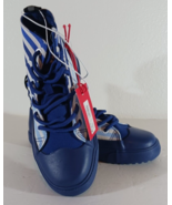 Hunter KIDS DIPPED BOOTS Canvas HIGH TOP SNEAKERS BLUE STRIPE Size 2 - $19.34 CAD