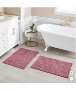 Charisma Bath Rugs Dark Pink 2-Pack Drylon Medallion Microfiber Nonskid ... - $64.99