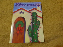 Texas Warm Cactus Wreath House Christmas Card Unused - £4.15 GBP