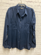 Christian Dior Monsieur Mens Button Down Shirt Pockets Blue Long Sleeve XL - £46.54 GBP