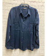 Christian Dior Monsieur Mens Button Down Shirt Pockets Blue Long Sleeve XL - £46.54 GBP