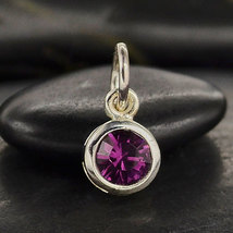 Sterling Silver Crystal Birthstone Charm -February 11x5mm - $259.25 MXN