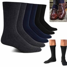 12 Pairs Mens Dress Socks Fashion Casual Crew Multi Color Cotton Ribbed ... - £42.99 GBP