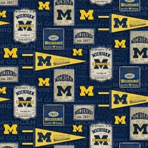 Cotton University of Michigan Wolverines U of M Fabric Print by the Yard D350.18 - £11.15 GBP