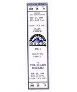 1994 Astros @ Rockies Full Unused Phantom Ticket September 25th Strike Year - $184.25 MXN