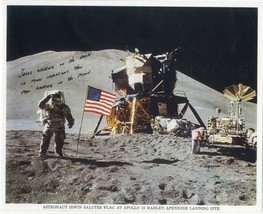 Unsigned Jim Irwin Flag Salute on moon with Lunar Lander and Rover Jesus walking - £18.74 GBP