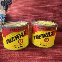 Lot Of 2SCARCE VINTAGE CLEAR TREWAX TIN CANsSWEET NOSTALGIC DISPLAY Empt... - $7.27
