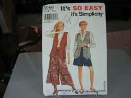 Simplicity 8059 Misses Split Skirt in 2 Lengths &amp; Lined Vest Pattern - S... - £7.27 GBP