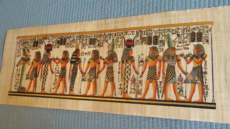 Huge Large Handmade Papyrus Egyptian Kings Museum Art Painting...32"x12" Inches