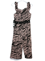 Bebe Girls Jumpsuit Size 4T Black &amp; Pink Animal Print Outfit NEW NWT - £10.61 GBP
