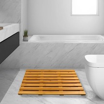 Non-Slip Bath Mat Bathroom Duckboard Bamboo Shower Mat with Rubber Plugs - $23.67