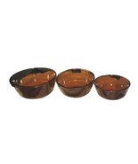 2 Anchor Hocking 1 AH Fire King 70s Set of 3 Mixing Serving Bowls Amber ... - $60.59 CAD