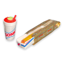 Set of 2 Mini Brands FOODIES Sonic Cherry Limeade &amp; Gold Hot Dog Ultra Rare - £32.34 GBP