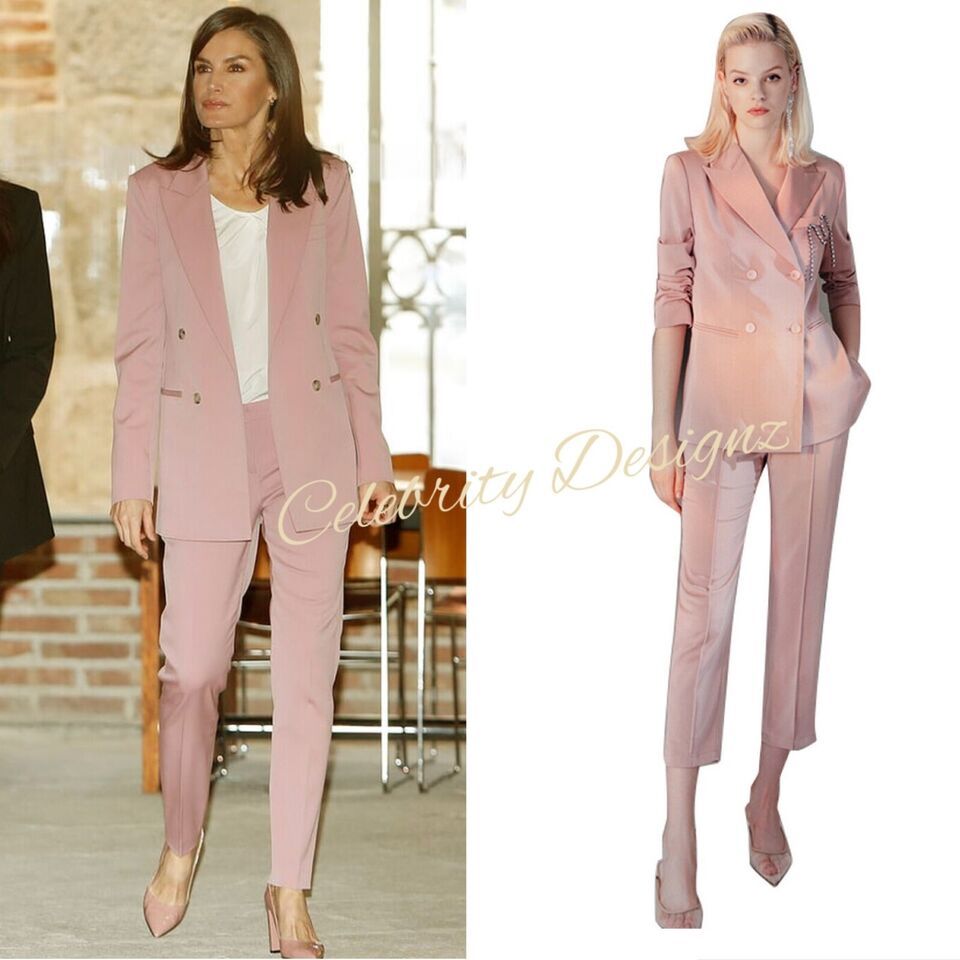 Women's Queen Letizia Satin Double -breasted Blazer & Cigarette Trousers Set