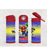 Personalized Mario 12oz Kids Stainless Steel Tumbler Water Bottle - £17.38 GBP