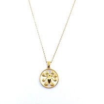 Bicolor Gold Sterling Silver Necklace 18.31 inch with Coin Pendant - 925 Parts - $54.07