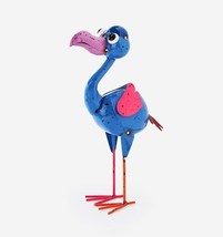 Crane Bird Figurine Metal 16&quot; high Blue Wobble Head Fun Caricature Funky Charm - $39.59