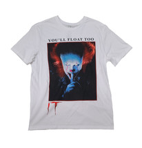 Men&#39;s Halloween IT Pennywise You&#39;ll Float Too White Graphic T-Shirt  - £17.91 GBP