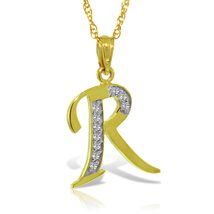 Initial &#39;R&#39; Pendant Diamond Necklace Galaxy Gold GG 14K Solid Yellow Gol... - $12,078.95 MXN