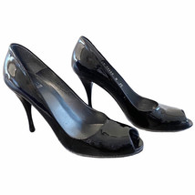 Stuart Weitzman “Rolling” Patent Leather Round Toe Black Stiletto Heels Size 7.5 - £30.53 GBP