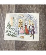 Vintage Folded Christmas Holiday Card Victorian Snow Scene - $3.99