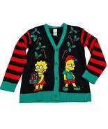 The Simpsons Holiday Cardigan Sweater Black/Red Striped Lisa &amp; Bart Desi... - €20,62 EUR