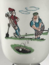 Vintage Hall Pottery Two Golfers Ceramic Footed Pedestal Coffee Cup USA #1272 - £9.48 GBP