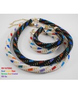 Bead Crochet Rope patterns Necklace and Bracelet, Multicolored pattern. ... - $6.78 CAD