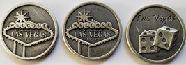 Three commemorative Pewter Coins Welcome to Fabulous Las Vegas 2-Dice de... - £11.13 GBP