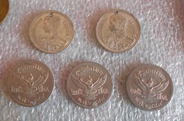 Thailand- Lot of 15 Coins, Rare Old Foreign Money, w/Holes for Jewelry C... - £30.42 GBP