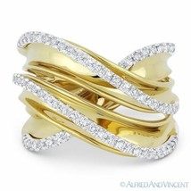 0.52ct Round Cut Diamond 14k Yellow &amp; White Gold Right-Hand Overlap Fashion Ring - £1,585.23 GBP