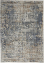 4' X 6' Blue And Beige Abstract Power Loom Distressed Non Skid Area Rug - €115,36 EUR