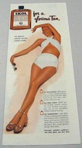 1950 Print Ad Skol Suntan Lotion Pretty Lady Sunbathing To Get a Tan  - £8.14 GBP