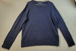 Karen Scott Sweater Women Size XL Blue Knit Cotton Long Raglan Sleeve Round Neck - £14.17 GBP