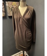 Banana Republic Olive Green Ruched Wrap Dress Knit Long Sleeve Wrap Fron... - £14.93 GBP