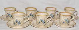 Vintage 1980&#39;s Mikasa Day Dreams 14pc Coffee/Tea Cups &amp; Saucers Floral Stoneware - £38.71 GBP