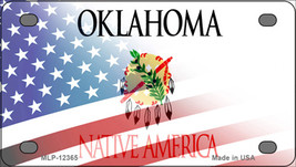 Oklahoma with American Flag Novelty Mini Metal License Plate Tag - £11.18 GBP