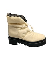 Guess Winter Ankle Snow Boots Womens Size 5.5 Cream Leather Puffer Pull On - $41.72