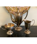Antique Harris &amp; Shafer Sterling Silver Teapot Creamer and Sugar Bowl 87... - £699.86 GBP