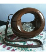 VtG 60&#39;s Sculptura Round Donut Rotary Phone Stunning Retro Chocolate Bro... - £99.29 GBP