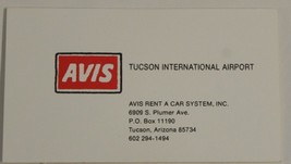 Avis Tucson International Airport Vintage Business Card Tucson Arizona bc1 - £3.85 GBP