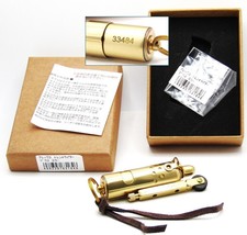 Penguin Oil Lighter Alex Trench Antique Gold Brass Mirror Finish Japan MIB - $42.55
