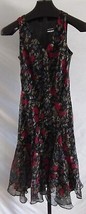 NWT Lauren Ralph Lauren Black Burgundy floral Polyester Sleeveless Dress 6P - £46.68 GBP