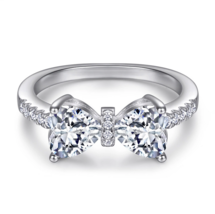 Luxury 18K 925 Sterling Silver Exquisite A5 VVS Zircon Bowknot Ring - FAST SHIP! - £63.92 GBP