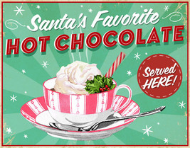 Hot Chocolate Christmas Santa Winter Holiday Classic Retro Dinner Metal ... - $21.99