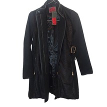 Celsius Premium Womens Faux Fur Wool Coat Jacket Long Belted Black Medium M - £79.74 GBP