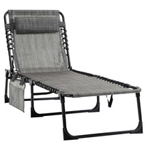 Outsunny Portable Folding Reclining Chaise Lounge Sun Lounger Grey - $1,800.54 MXN