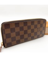 Louis Vuitton Damier Portefeuille Clemence Long Zip Wallet Leather Brown... - $7,152.67 MXN